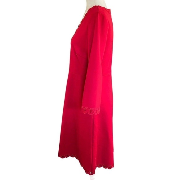Chico’s Ponte Openwork Trim Dress Red Size 0 Small 4 A-line Cocktail Party - Picture 4 of 16